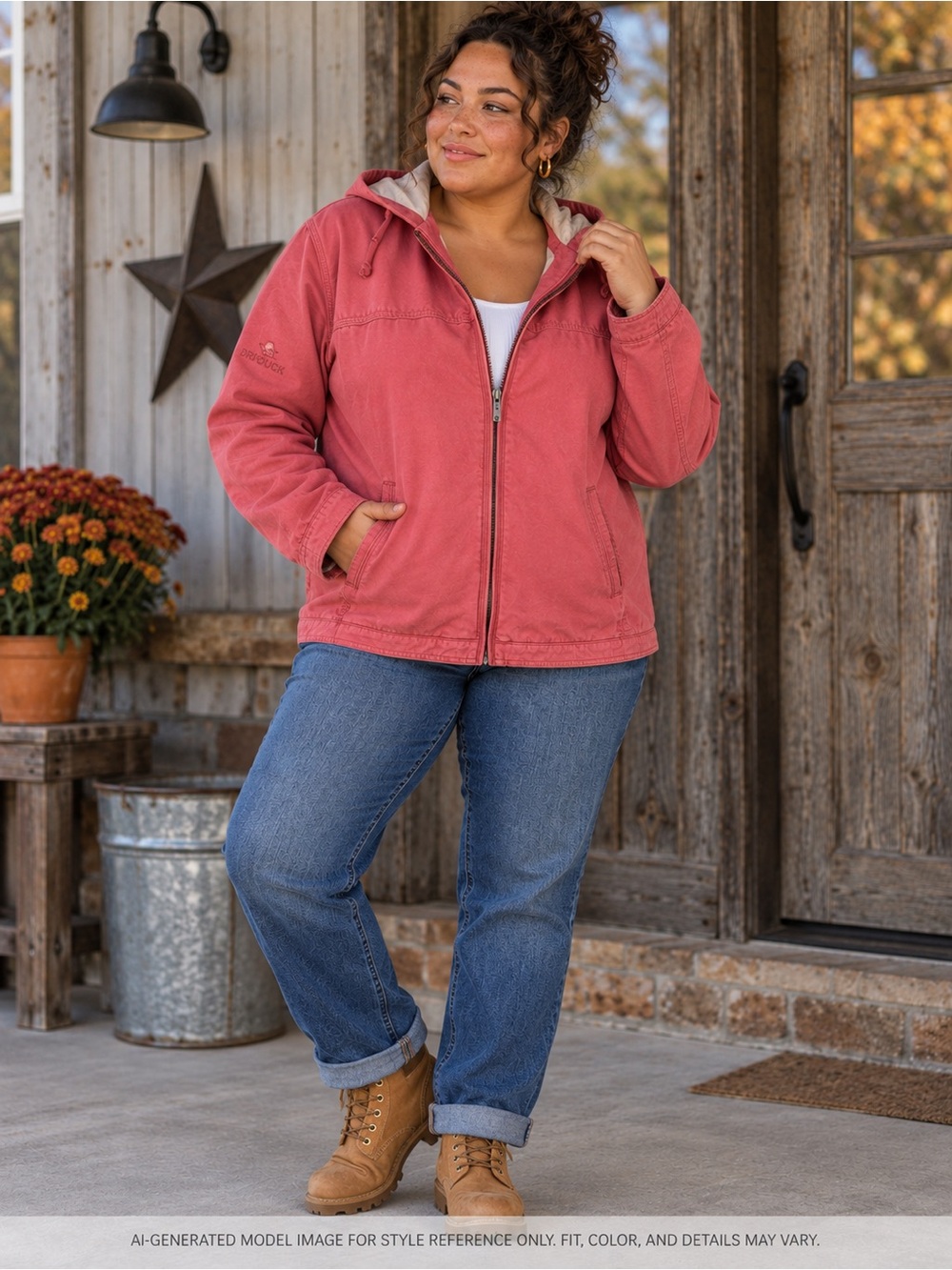 DRI DUCK For Her Cottonwood Pink Canvas Hooded Work Jacket XL